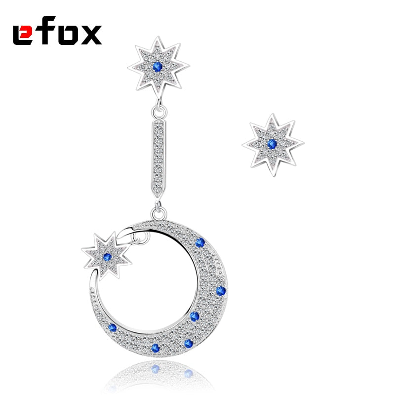 Fashion Moon Earrings Jewelry Austria Crystal Wedding Long Stud Earring For Women