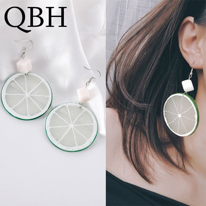 EK790 Personality Acrylic Fruit Pendientes Big Lemon Slices Flower Drop Earrings For Women Fashion Summer Cute Boucle D'oreille
