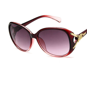 [EL Malus]Gold Metal Side Oval Frame Fox Sunglasses Women Retro Brand Designer Sun Glasses Tan Mirror Female Driving