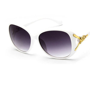 [EL Malus]Gold Metal Side Oval Frame Fox Sunglasses Women Retro Brand Designer Sun Glasses Tan Mirror Female Driving