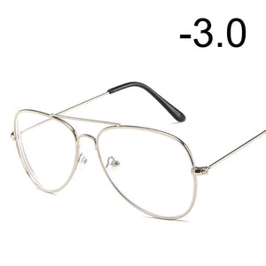 [EL Malus]Myopia Glasses For Women Men Metal Pilot Frame Students Short-sight Rose Gold Black Silver -1 -1.5 -2 -2.5 -3 -3.5 -4