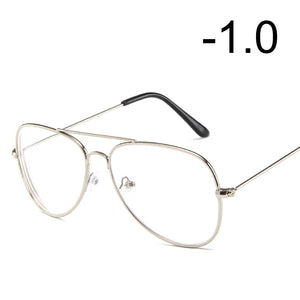 [EL Malus]Myopia Glasses For Women Men Metal Pilot Frame Students Short-sight Rose Gold Black Silver -1 -1.5 -2 -2.5 -3 -3.5 -4