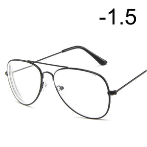 [EL Malus]Myopia Glasses For Women Men Metal Pilot Frame Students Short-sight Rose Gold Black Silver -1 -1.5 -2 -2.5 -3 -3.5 -4