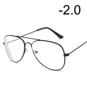 [EL Malus]Myopia Glasses For Women Men Metal Pilot Frame Students Short-sight Rose Gold Black Silver -1 -1.5 -2 -2.5 -3 -3.5 -4