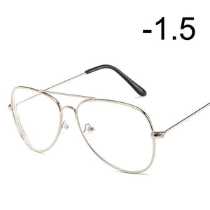 [EL Malus]Myopia Glasses For Women Men Metal Pilot Frame Students Short-sight Rose Gold Black Silver -1 -1.5 -2 -2.5 -3 -3.5 -4