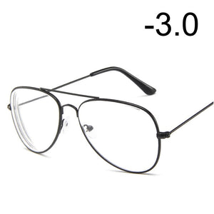 [EL Malus]Myopia Glasses For Women Men Metal Pilot Frame Students Short-sight Rose Gold Black Silver -1 -1.5 -2 -2.5 -3 -3.5 -4