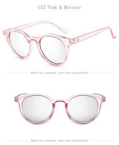 [EL Malus] Occhiali da sole con montatura rotonda Donna Designer di marca retrò Rosa Verde Giallo Occhiali da sole Donna Guida all'aperto