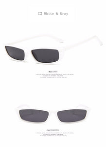 [EL Malus]Small Retro Square Thin Frame Sunglasses UV400 Women Sexy Ladies Sun Glasses Female Yellow White Black Lens Mirror
