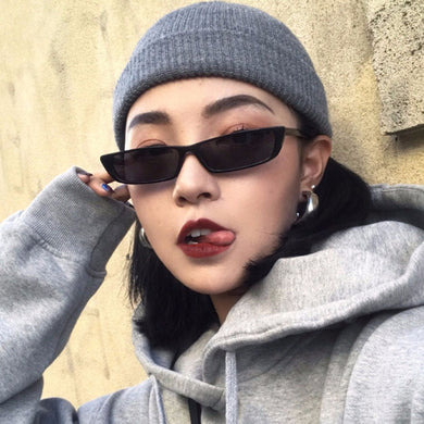 [EL Malus]Small Retro Square Thin Frame Sunglasses UV400 Women Sexy Ladies Sun Glasses Female Yellow White Black Lens Mirror