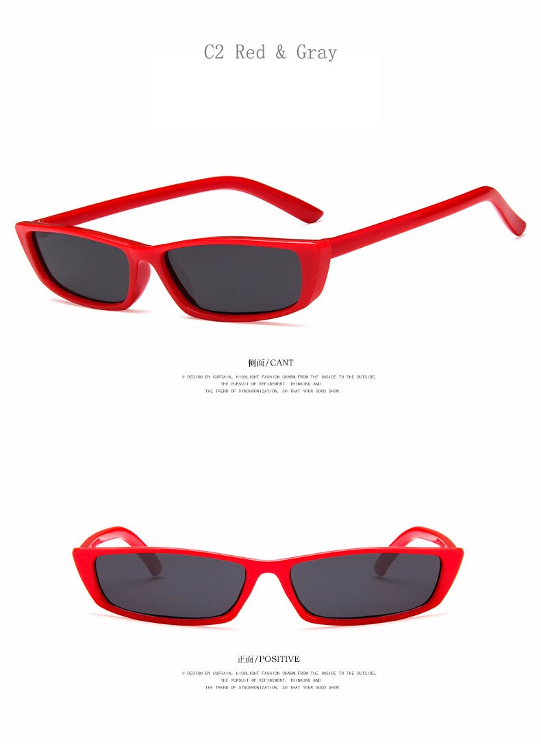 [EL Malus]Small Retro Square Thin Frame Sunglasses UV400 Women Sexy Ladies Sun Glasses Female Yellow White Black Lens Mirror