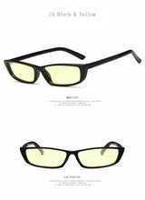 Carica l&#39;immagine nel visualizzatore di Gallery, [EL Malus]Small Retro Square Thin Frame Sunglasses UV400 Women Sexy Ladies Sun Glasses Female Yellow White Black Lens Mirror