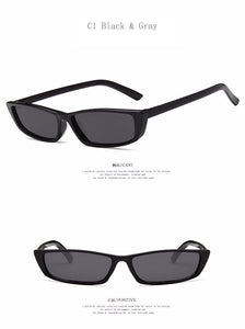 [EL Malus]Small Retro Square Thin Frame Sunglasses UV400 Women Sexy Ladies Sun Glasses Female Yellow White Black Lens Mirror