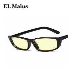 Carica l&#39;immagine nel visualizzatore di Gallery, [EL Malus]Small Retro Square Thin Frame Sunglasses UV400 Women Sexy Ladies Sun Glasses Female Yellow White Black Lens Mirror
