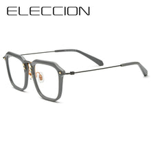 Load image into Gallery viewer, ELECCION 2023 Vintage Square Myopia Glasses Prescription Eyeglasses Frame Optical Eyewear Acetate Rim Pure Titanium Temple