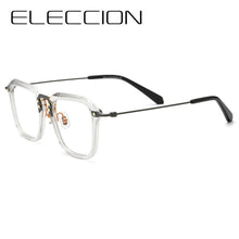 Load image into Gallery viewer, ELECCION 2023 Vintage Square Myopia Glasses Prescription Eyeglasses Frame Optical Eyewear Acetate Rim Pure Titanium Temple