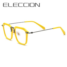 Load image into Gallery viewer, ELECCION 2023 Vintage Square Myopia Glasses Prescription Eyeglasses Frame Optical Eyewear Acetate Rim Pure Titanium Temple