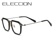 Load image into Gallery viewer, ELECCION 2023 Vintage Square Myopia Glasses Prescription Eyeglasses Frame Optical Eyewear Acetate Rim Pure Titanium Temple