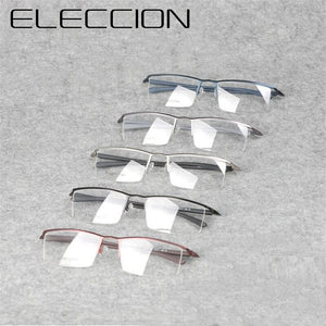 ELECCION  Titanium Half Frame for Men's Glasses Myopia Eyeglasses on Optical Prescription Eyewear Frame