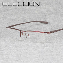 Load image into Gallery viewer, ELECCION  Titanium Half Frame for Men&#39;s Glasses Myopia Eyeglasses on Optical Prescription Eyewear Frame