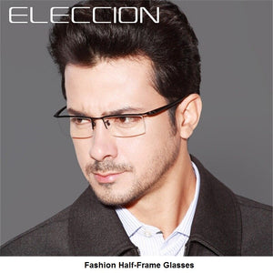 ELECCION  Titanium Half Frame for Men's Glasses Myopia Eyeglasses on Optical Prescription Eyewear Frame