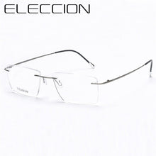 Load image into Gallery viewer, ELECCION Pure Titanium Rimless Glasses Male Myopia Eyeglasses Frames Men Optical Frames Square Prescription Spectacle Women