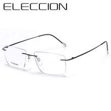 Load image into Gallery viewer, ELECCION Pure Titanium Rimless Glasses Male Myopia Eyeglasses Frames Men Optical Frames Square Prescription Spectacle Women