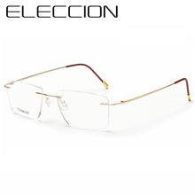 Load image into Gallery viewer, ELECCION Pure Titanium Rimless Glasses Male Myopia Eyeglasses Frames Men Optical Frames Square Prescription Spectacle Women