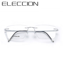 Load image into Gallery viewer, ELECCION Pure Titanium Rimless Glasses Male Myopia Eyeglasses Frames Men Optical Frames Square Prescription Spectacle Women