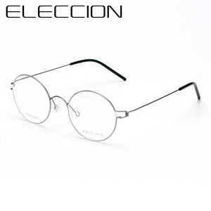 ELECCION Ultralight Titanium Round Glasses Frame Men Myopia Eyeglasses Optical Frames Women Morten Korean Screwless Eyewear