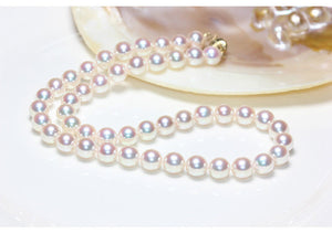 ELEGANT 9-10MM AKOYA WHITE ROUNDPEARL NECKLACE 20INCH 14K