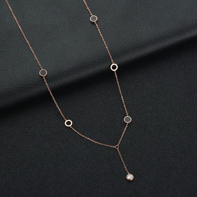 2018 Women's Fashion Stainless Steel Jewelry Colar European Simple Rose Gold Silver Coin Necklace Clavicle Chain