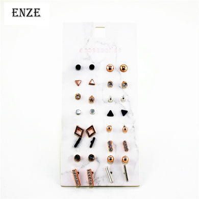 Fashion new woman 2018 jewelry rose gold geometry small earrings accessories woman earring 2018 stud earring female party