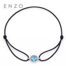 Carica l&#39;immagine nel visualizzatore di Gallery, Bracciale in oro giallo/rosa 18 carati con topazio azzurro/granato da 1 ct di Cannes, disponibile con braccialetti con ciondoli all-match, gioielli da donna 