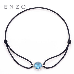 Bracciale in oro giallo/rosa 18 carati con topazio azzurro/granato da 1 ct di Cannes, disponibile con braccialetti con ciondoli all-match, gioielli da donna 