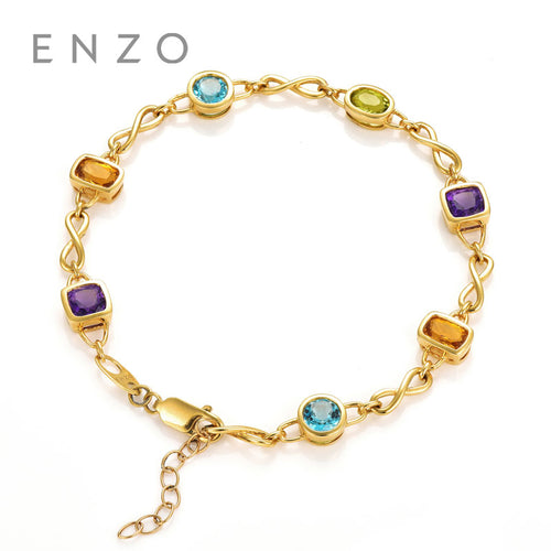 Citrino/Ametista/Peridoto/Topazio Varie gemme Bracciale in oro giallo 18 carati Bracciali moda tutto-fiammifero Gioielli donna 