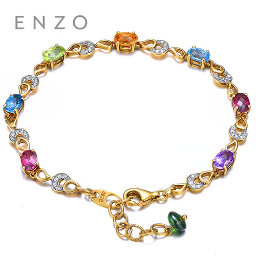 Citrino/Tormalina/Granato/Peridoto/Topazio/Diamante Varie gemme Bracciale in oro giallo 18 carati Bracciali alla moda Gioielli da donna 
