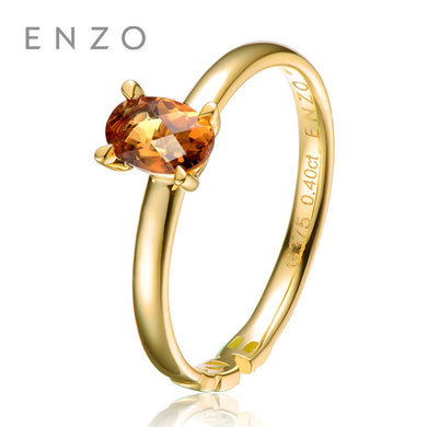 Real 9K Yellow Gold Genuine 0.31 Ct Oval Shape Certifed Citrine Ring For Women