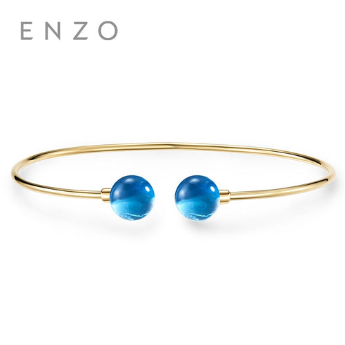 Collezioni Sugaring Time Topazio blu 2PC 7.2CT Bracciale in oro giallo 18 carati Bracciali moda tutto-fiammifero Gioielli donna 