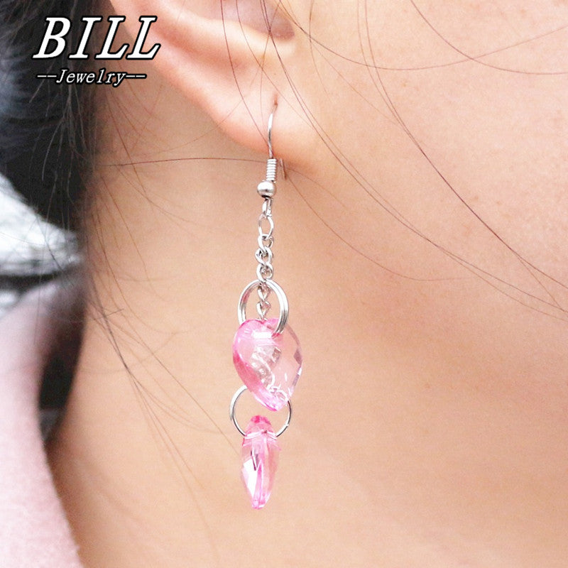 ES2022 Long Tassel Earrings Women Crystal Heart LOVE Dangle Earring Fashion Jewelry Brincos oorbellen boucle d'oreille 2018 NEW