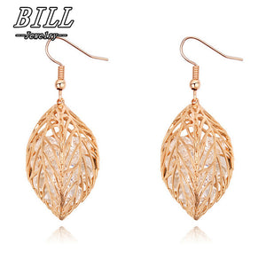 ES2060 Hollow Leaf Drop Earrings Women Crystal Dangle Earring Fashion Jewelry Brincos oorbellen Ear Jewelry One Direction 2018