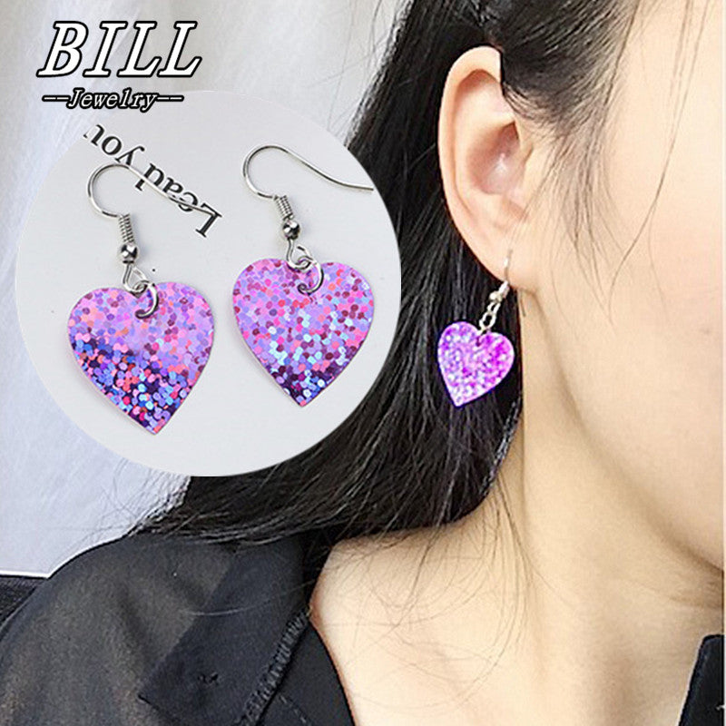 ES447 Shiny Heart Drop Earrings For Women Geometric Dangle Sweet Brincos Fashion Jewelry Bijoux Earring pendientes mujer 2018