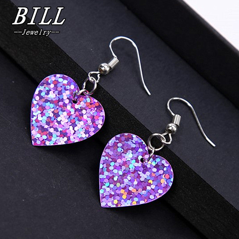 ES447 Women Drop Dangle Earrings Fashion Jewelry Shinny Heart Brincos pendientes mujer oorbellen LOVE 2018 HOT Selling
