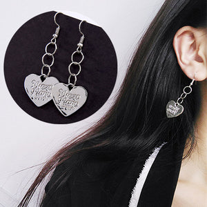 ES448 Vintage Heart Drop Earrings For Women Letters Dangle Sweet Brincos Fashion Jewelry Bijoux Earring pendientes mujer 2018