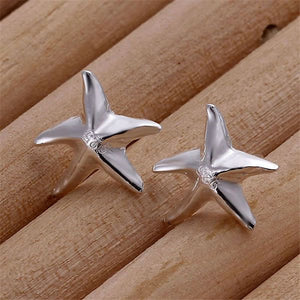 ESE033 Wholesale silver plated earrings , Factory price 925 stamped fashion jewelry Seastar Earrings E033 /avvajnca
