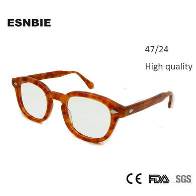 ESNBIE 47mm  Johnny Depp Glass Eyewear Frames Men Vintage Round Frame Glasses Mens Retro Optical Frame Rx