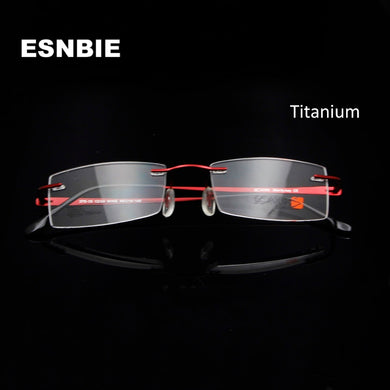 ESNBIE High-Grade Titanium Rimless Eyeglass Frames For Men Ultra-Light Square Myopia Business Frameless Glasses Women