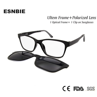 ESNBIE Memory Ultem Montatura per occhiali Nerd con clip magnetica su occhiali da sole polarizzati Lenti Donna Uomo Occhiali miopia