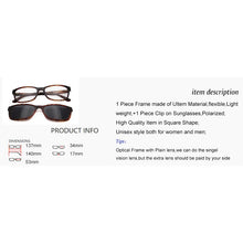 Load image into Gallery viewer, ESNBIE Nerd Glasses Frame Women Men with Clip On Sunglasses Polarized Sun Glasses Lens Driving Glass Ultem Spectacle Frame