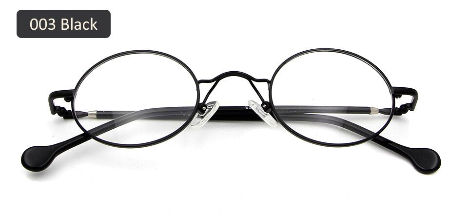 ESNBIE Small Black Circle Glasses Men Metal Round Optical Frame Women Prescription Glasses Oval Shape Spectacle Clear Lens