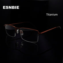Load image into Gallery viewer, ESNBIE Ultra Light Titan Myopia Glasses Men Titanium Semi Rimless Eyeglass Frames For Women  Prescription Glasses For Sight